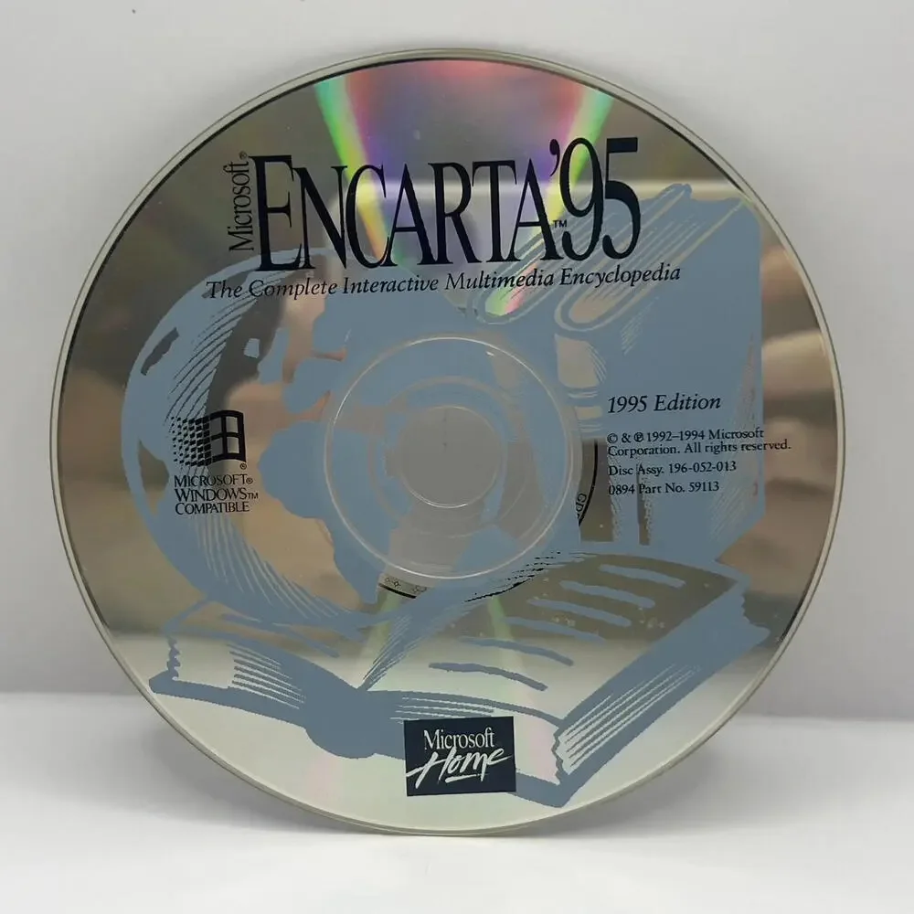 Vintage Microsoft Encarta '95 1995 Edition Encyclopedia Windows Disc Onlc AS IS
